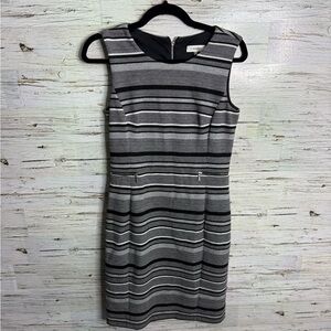 Calvin Klein gray striped sheath career dress size 4